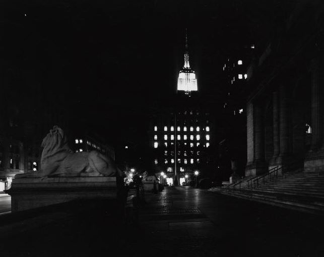 South from the New York Public Library's steps toward the Empire State Building, 1971