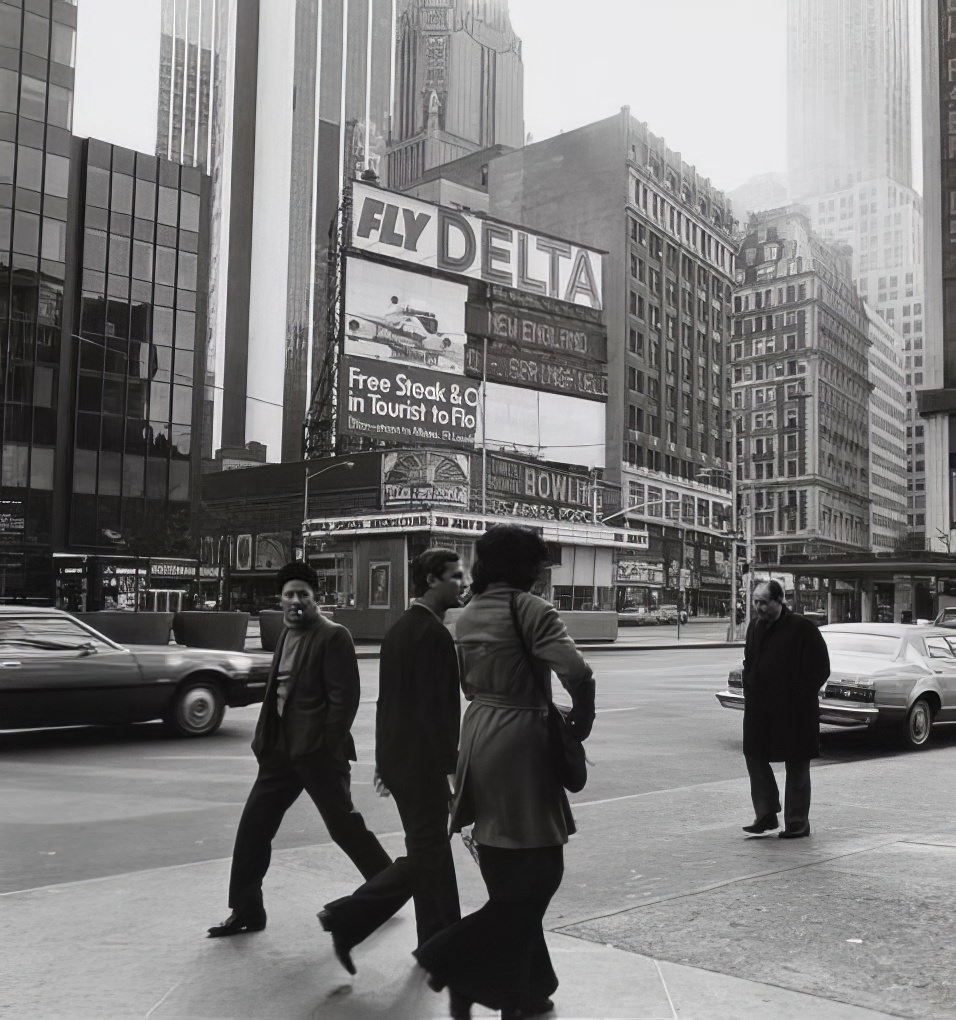 South on Broadway from Seventh Avenue and West 43rd Street, 1975