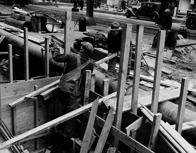 6th Avenue Subway Construction, 16th Street, 1937.