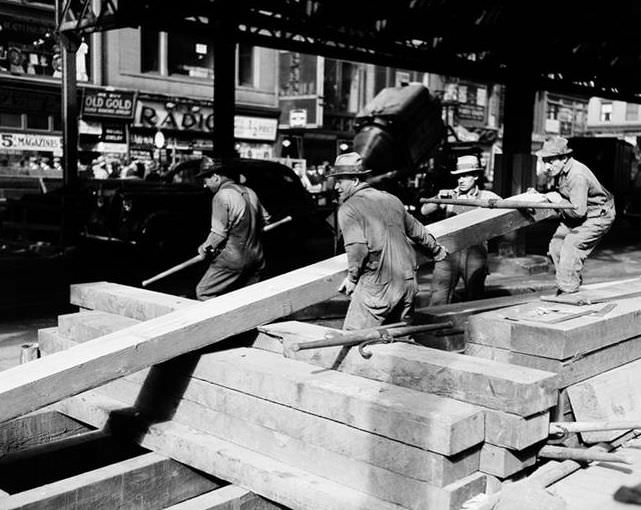 6th Avenue Subway Construction, 14th Street, 1937.