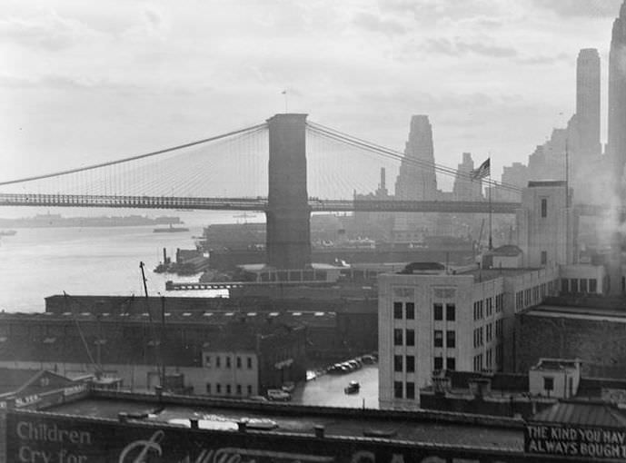 Manhattan and the Brooklyn Bridge, 1935.