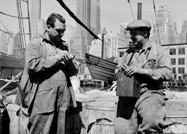 Fulton Fish Market: Captain and Dealer, 1938.