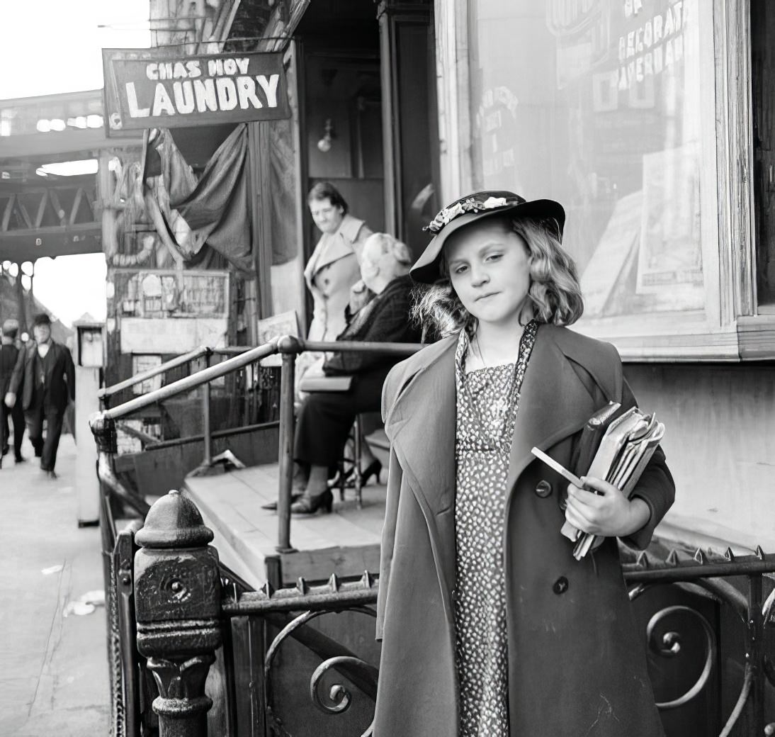 Girl with school books, 1935.