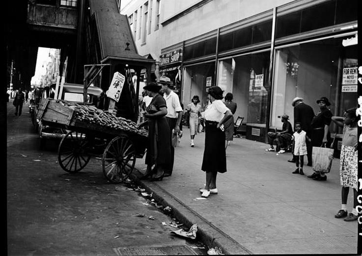 Pushcart selling cakes, 1939.