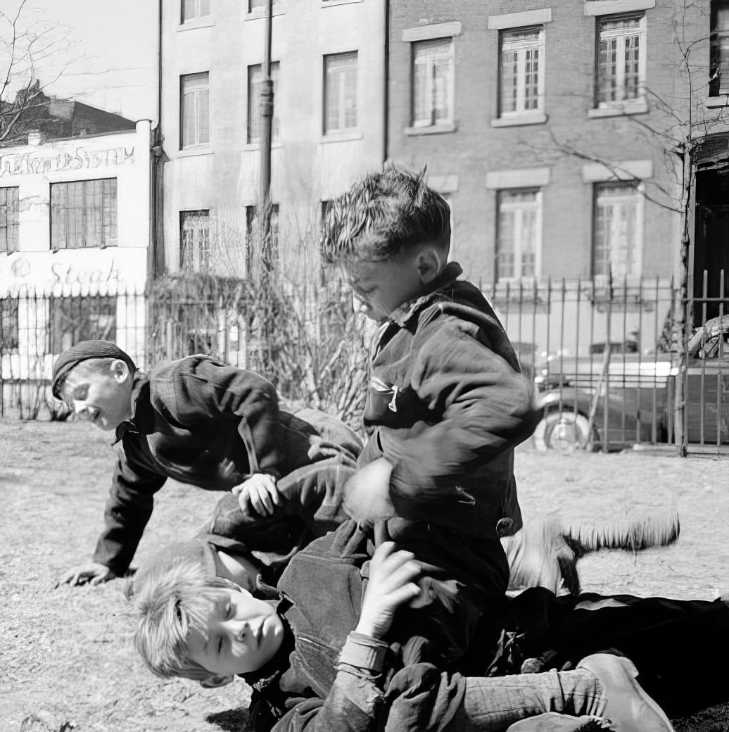 Sheridan Square, a fight, 1940.