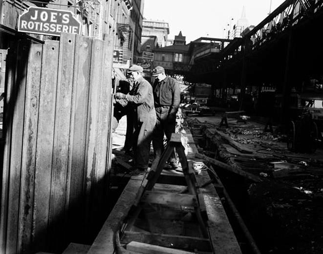 6th Avenue Subway construction, 23rd Street, 1937