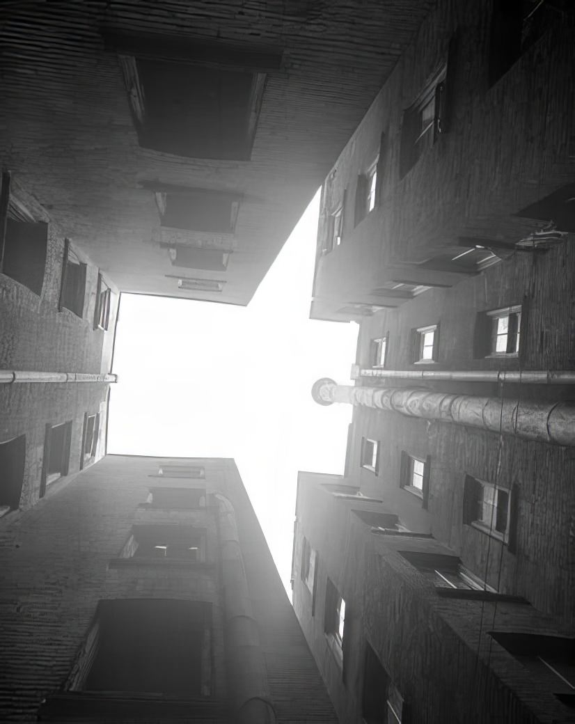 Tenements from courtyard, 1936