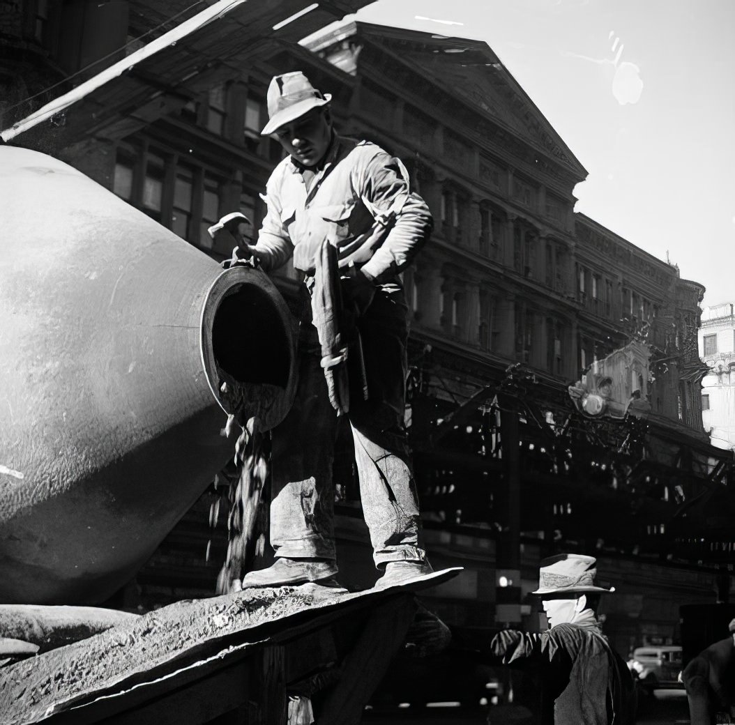 6th Avenue Subway construction, 26th Street, 1937