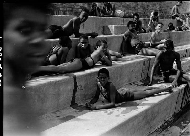 Swimming pool and children, 1939