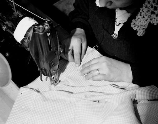 Sewing pants, 10th Ave & 36th St, 1937