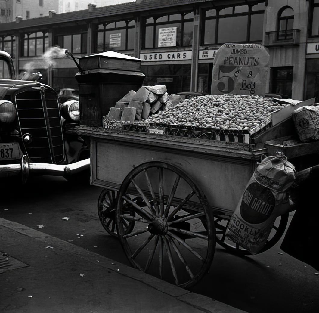 Jumbo peanuts, 5 cents a bag, 1936.