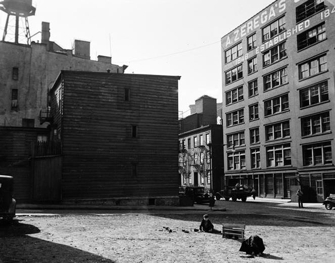 Children playing in a lot, 1936.