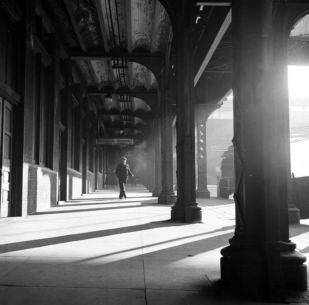 Elevated train station, May 1938.