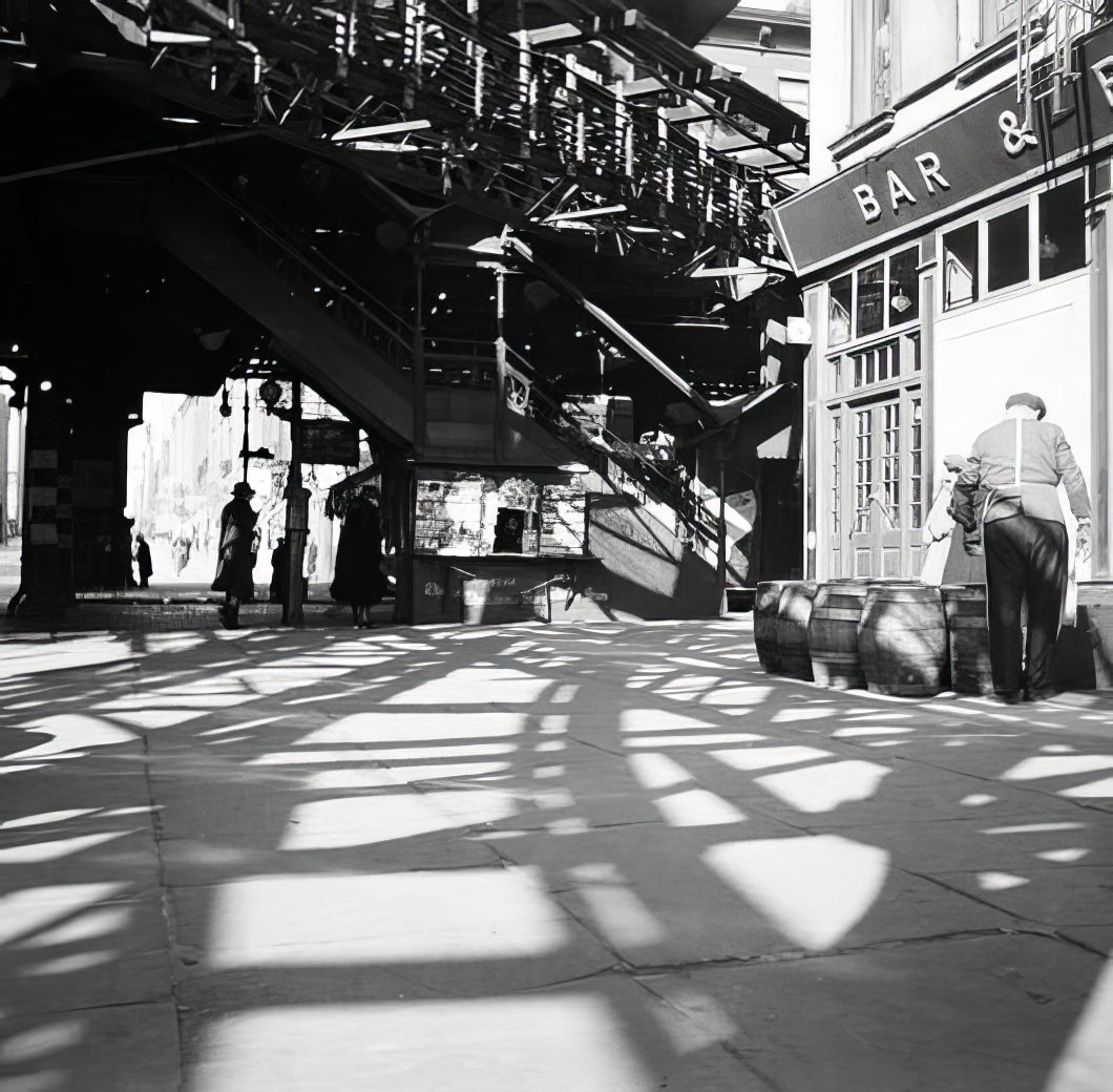 Elevated train station, 1937.