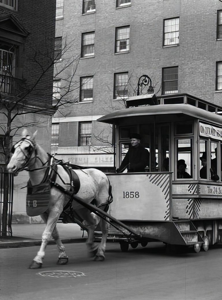 Horse-drawn trolley, 1935.