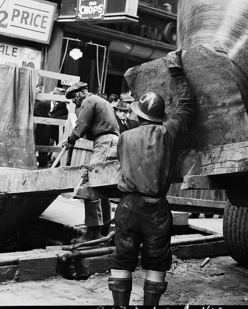 6th Avenue Subway construction, 46th Street, 1937.