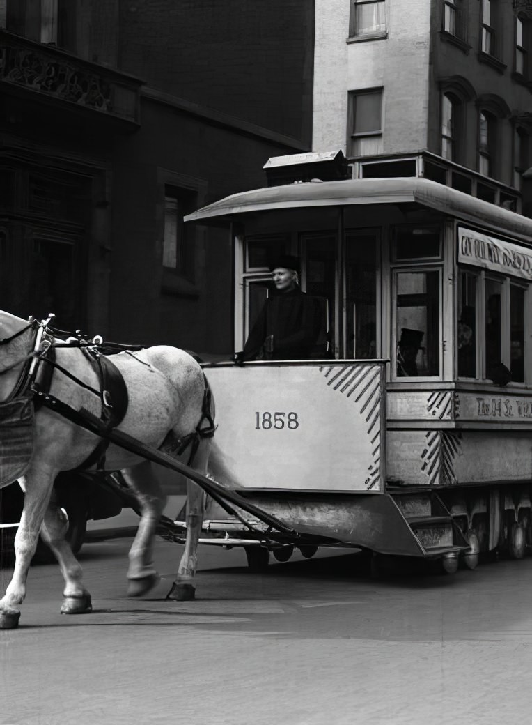 Horse-drawn trolley, 1935.