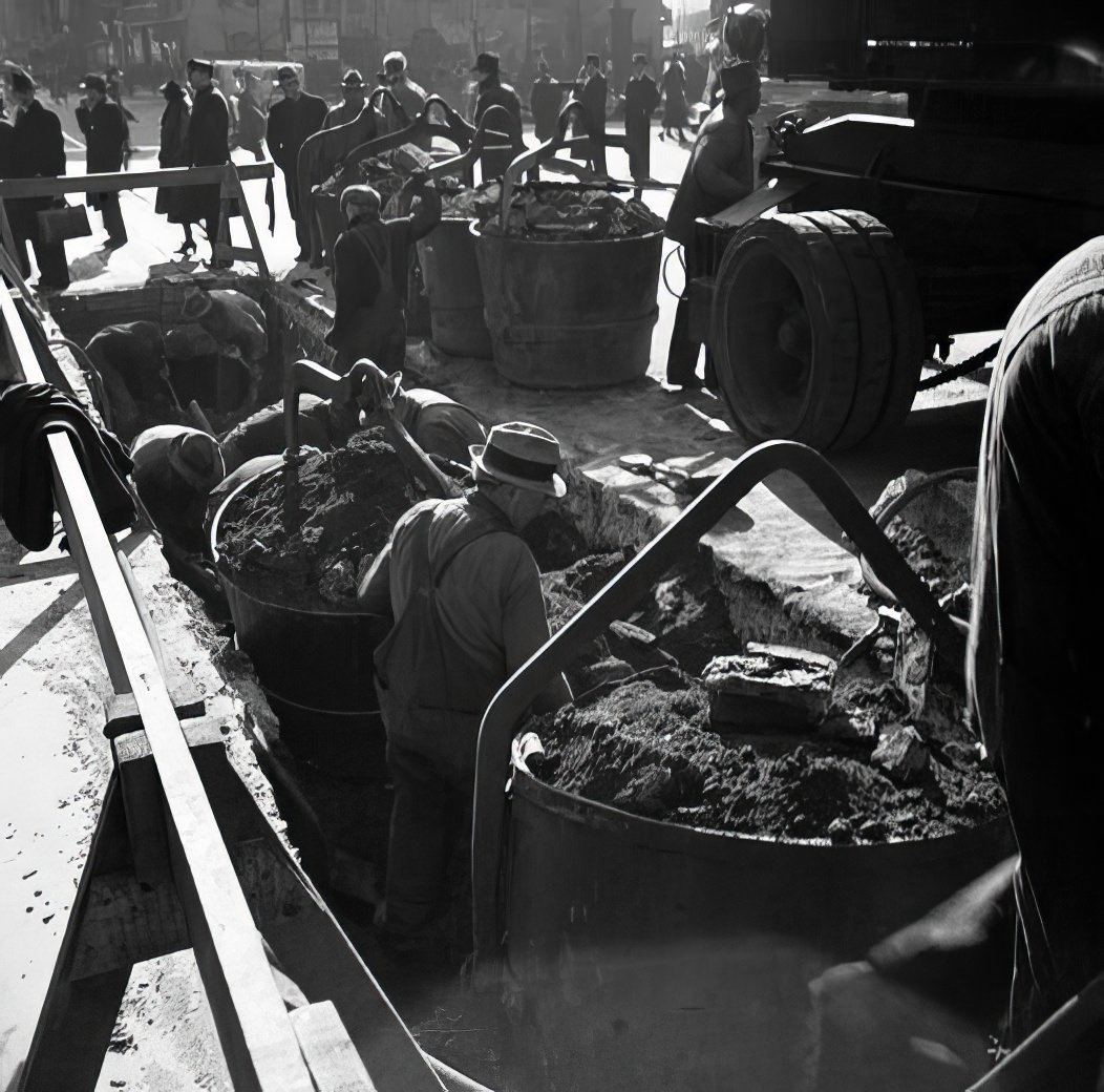 Subway construction, May 1937.