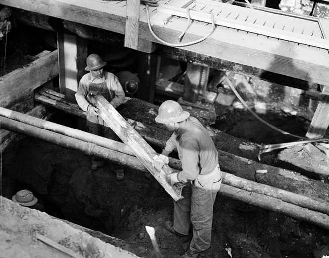 6th Avenue Subway construction, 17th Street, 1937.