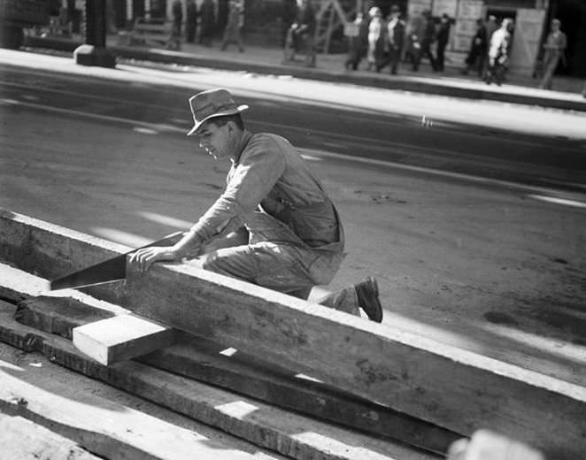 6th Avenue Subway construction at 32nd Street, circa 1937.