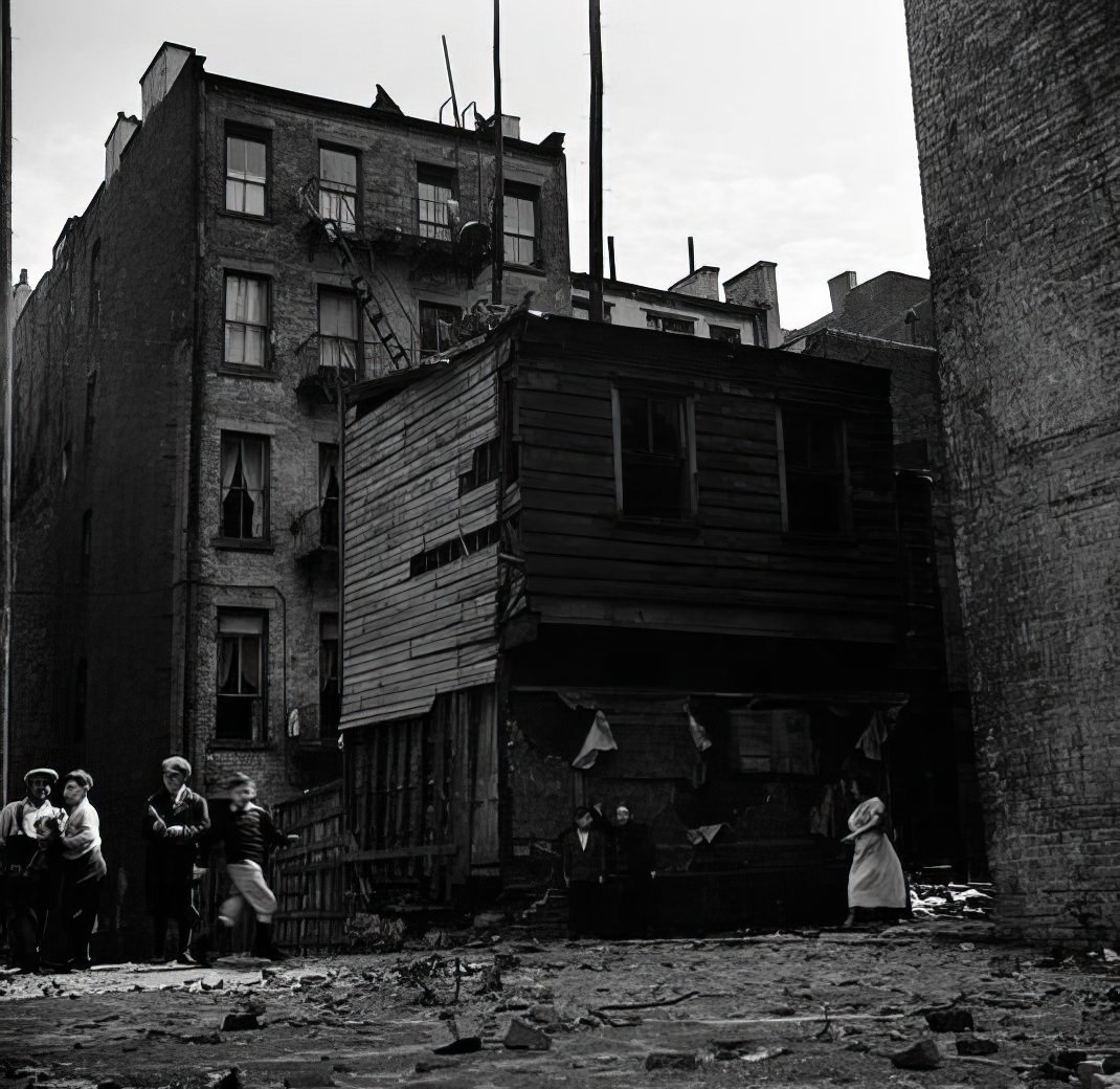 Vacant lot and dilapidated buildings, 1935.