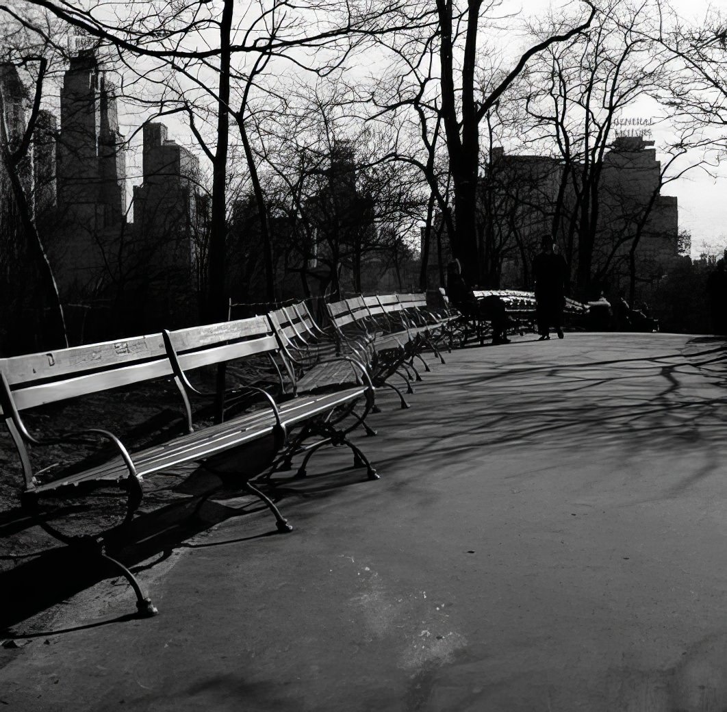 Benches in Central Park, 1937.