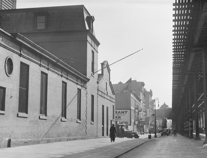 Near the elevated train, circa 1935.