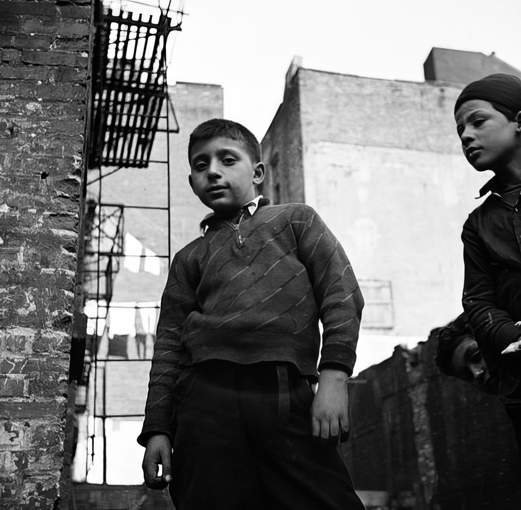 Boys in back of courtyard, 1935.