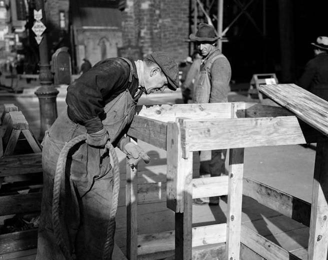 6th Avenue Subway construction at 16th Street, circa 1937.