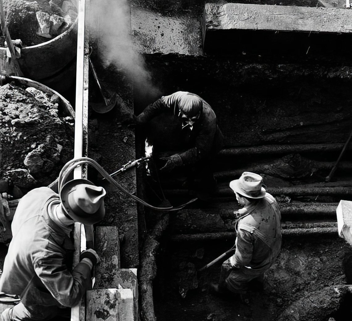 6th Avenue Subway construction at 42nd Street, circa 1937.