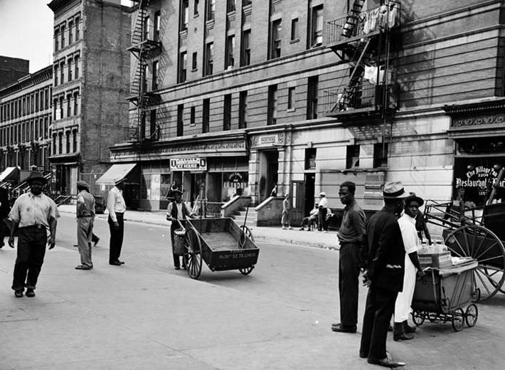 Empty handcart on 133rd Street, 1939.