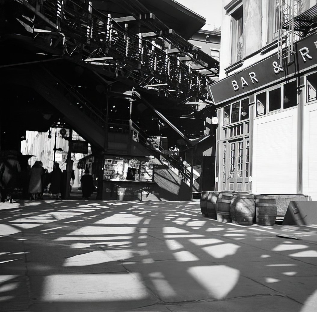 Elevated train station, 1937.