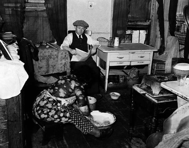 Couple living in one room, 1936.