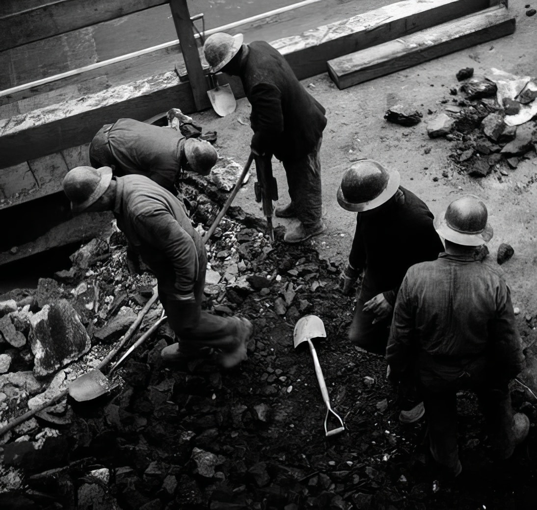 6th Avenue Subway construction at 14th Street, circa 1937.