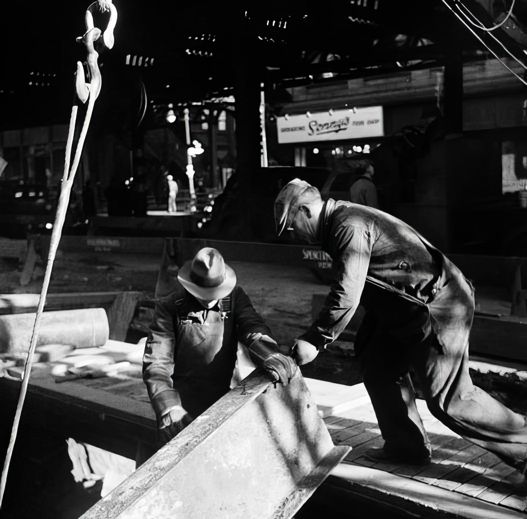 6th Avenue Subway construction at 13th Street, circa 1937.