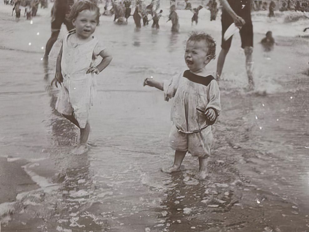 Organized Charity: "On the Beach," 1890s.