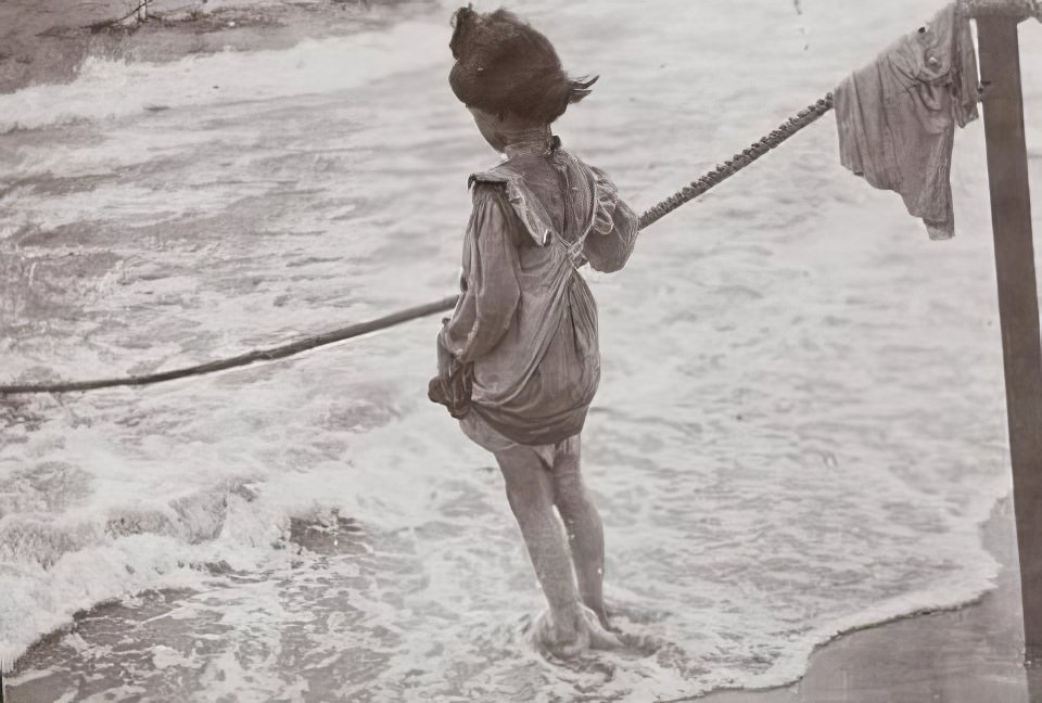 Organized Charity: "On the Beach," 1890s.