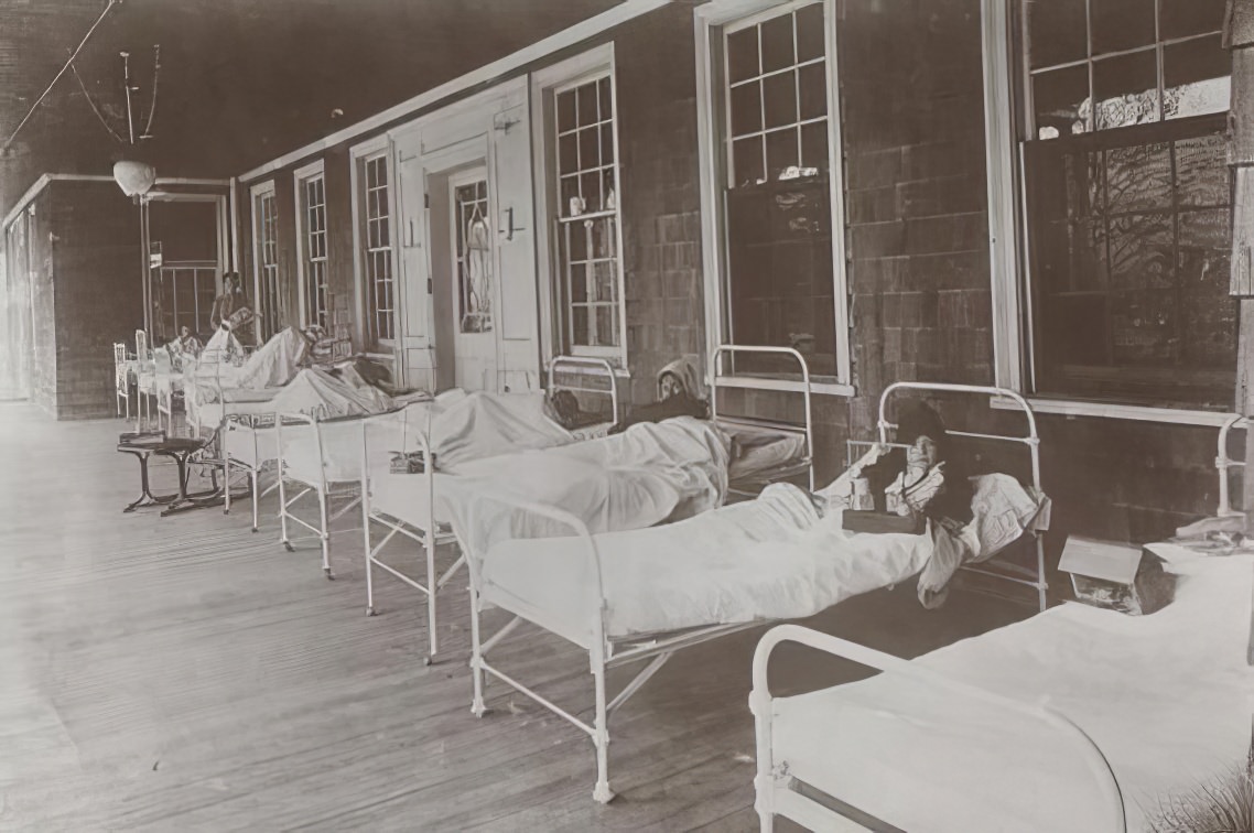 Organized Charity: Children resting in an outside infirmary, 1890s.