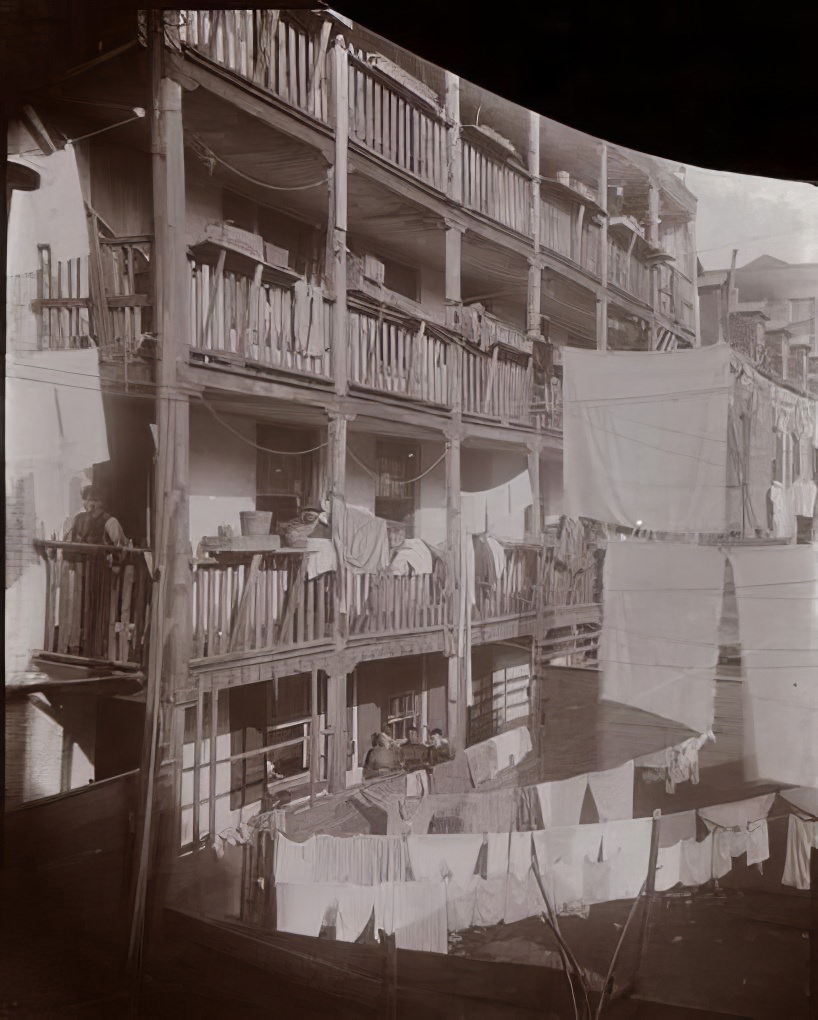 An old rear tenement on Roosevelt Street, 1894.