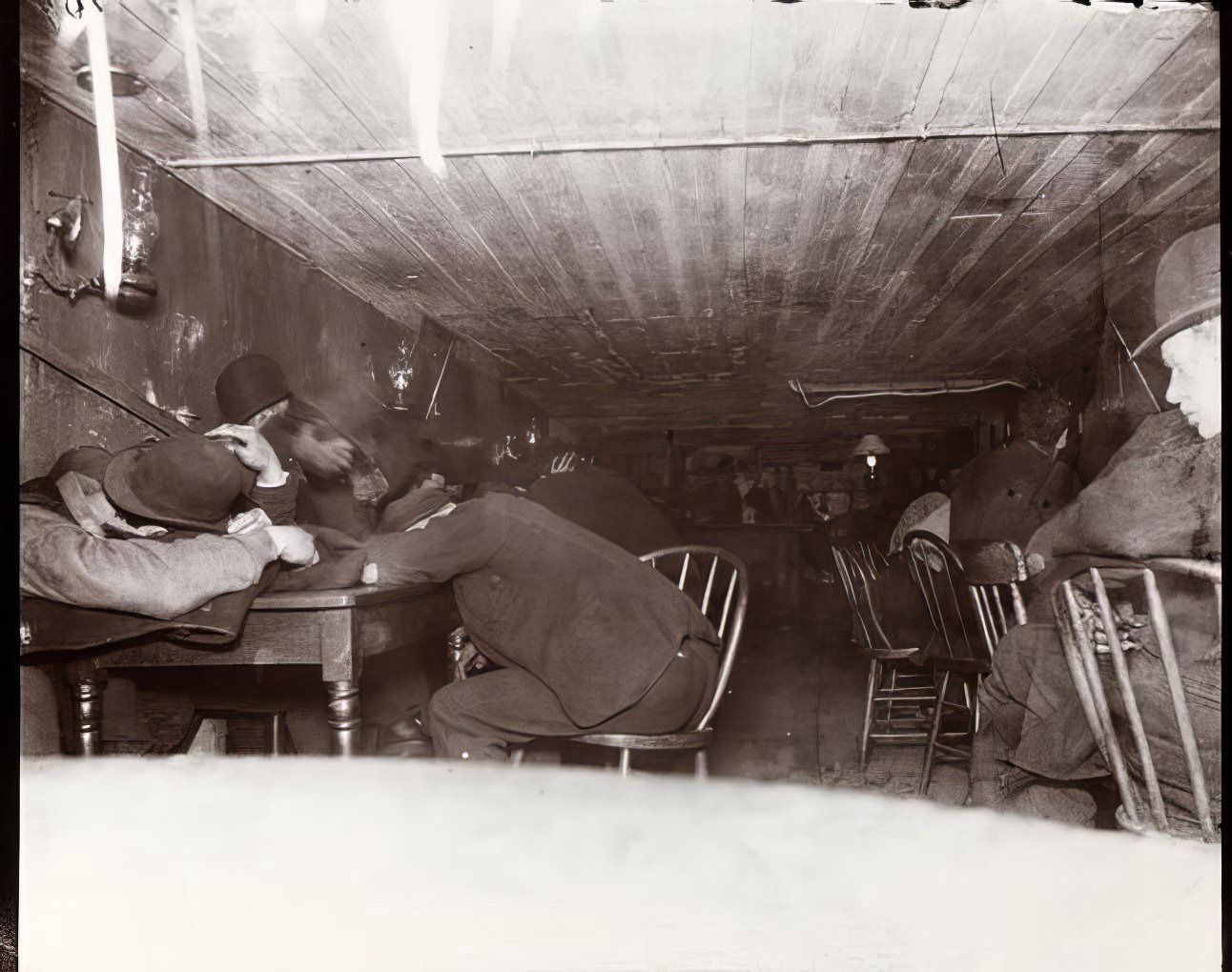 An all-night two-cent restaurant in "The Bend," 1894.