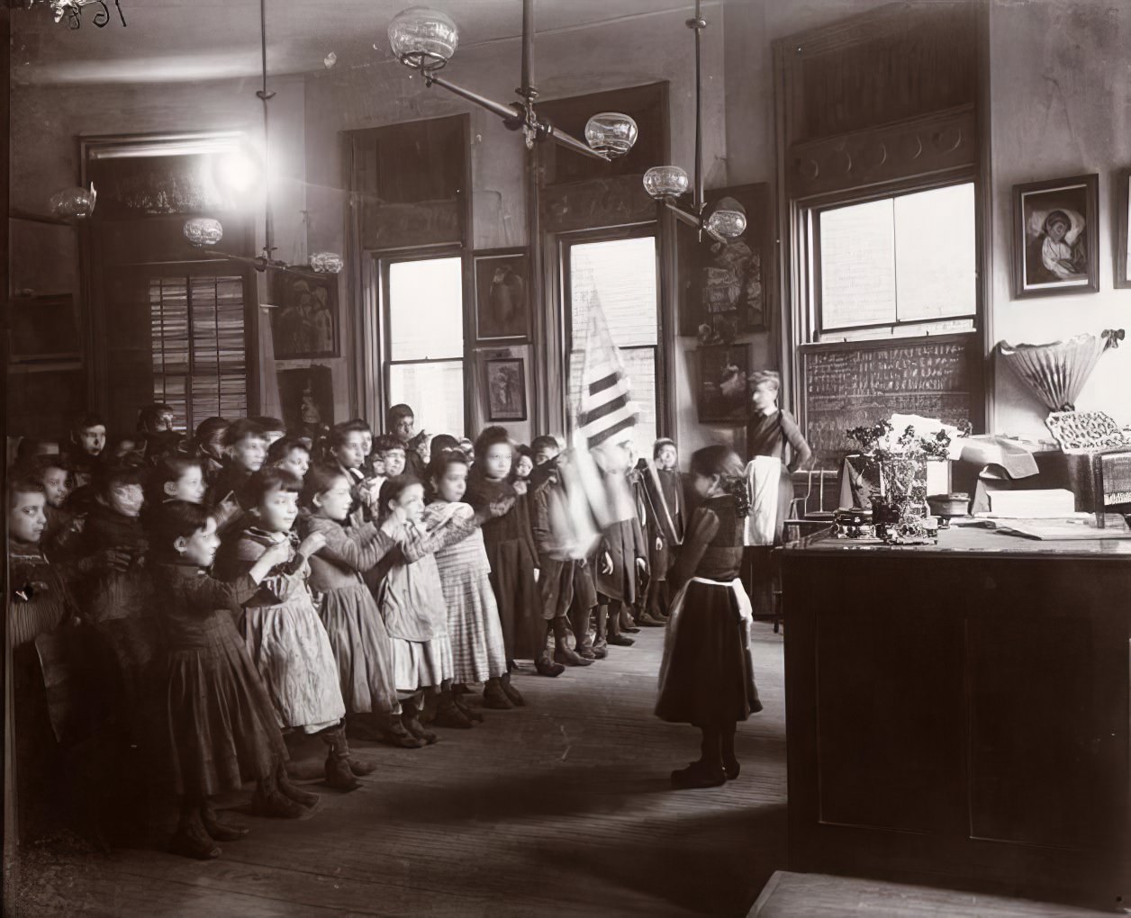 Patriotic election at the Mott Street Industrial School, 1891.