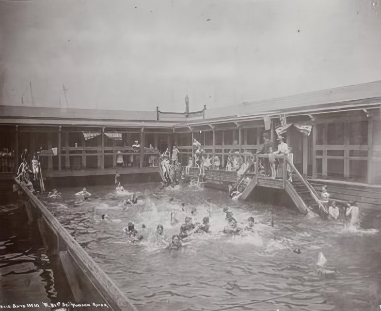 Girls learning to swim as part of their public school course, 1894.