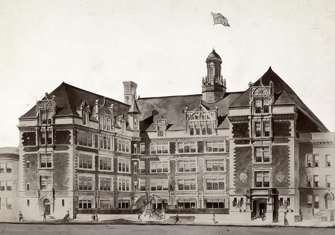 Facade of a public school, 1900s.