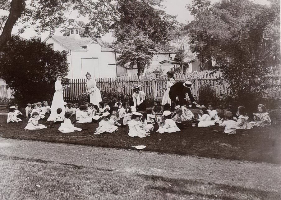 Children of the Jacob A. Riis House on a lawn, summer of 1901.