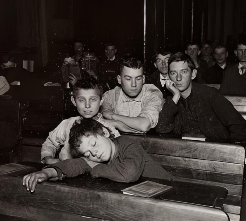 Night school at a West Side lodging house, 1890s.