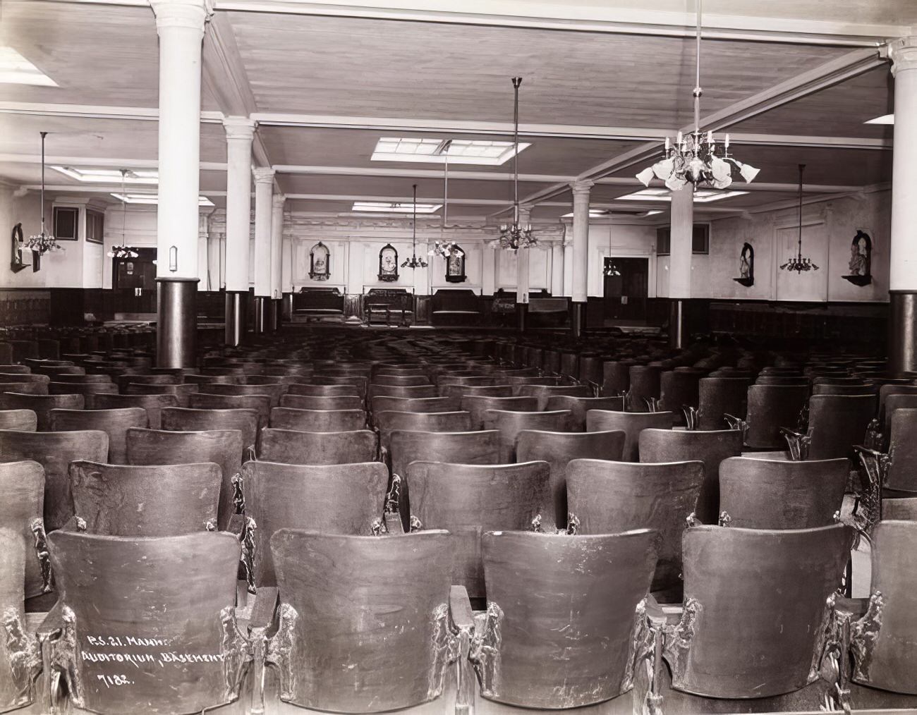 Public School 21 basement auditorium, 1903.