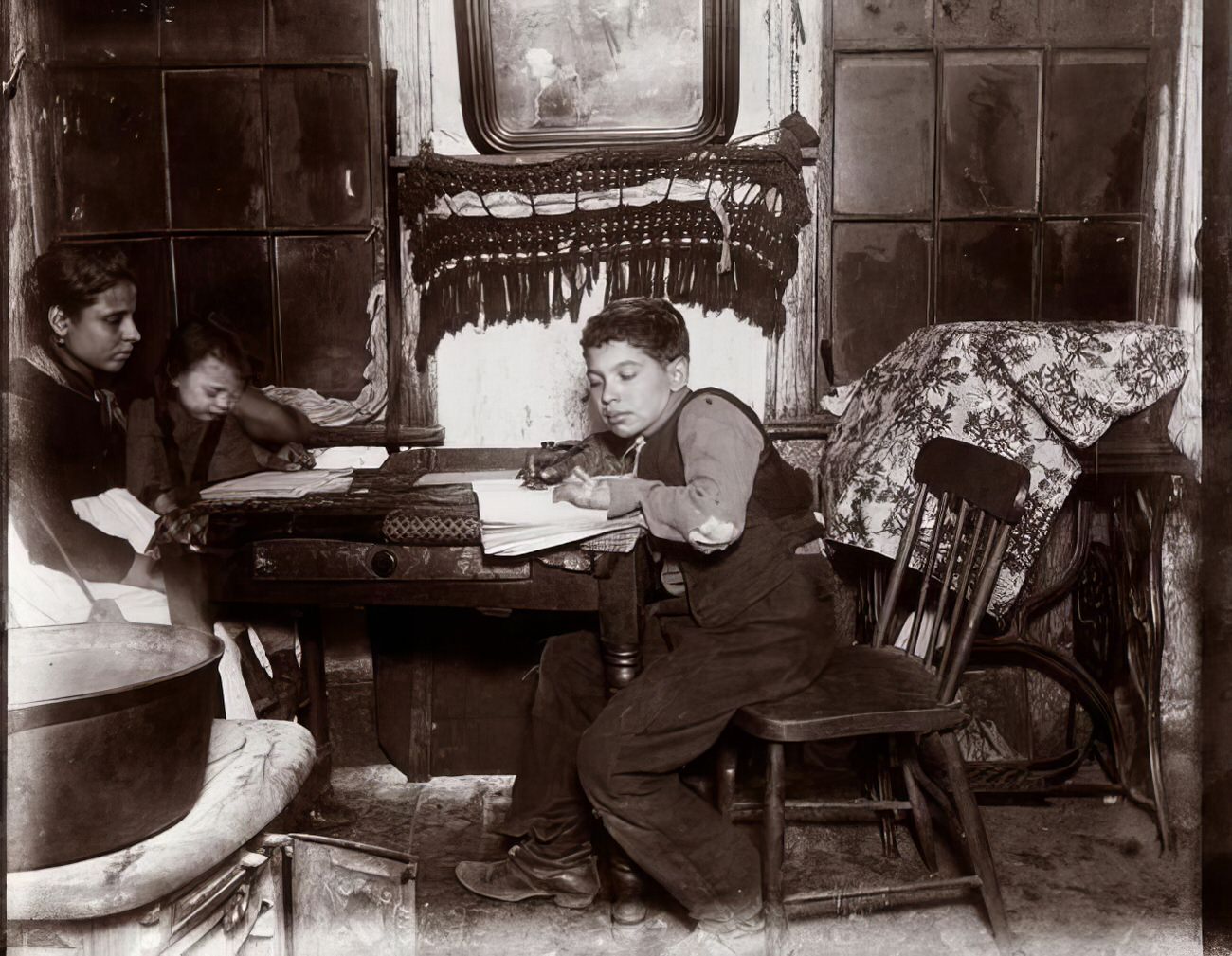 Pietro learning to write, 1890s.