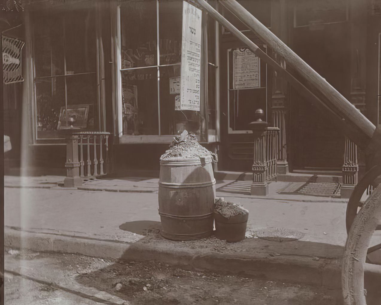 An old ash barrel, 1890s.