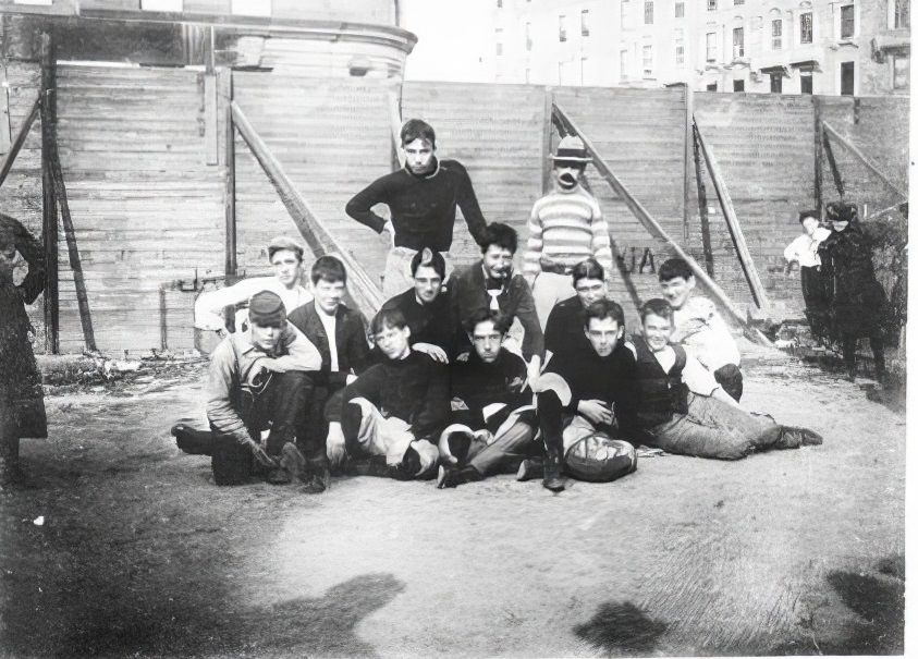 Boy's Ball Team in West Side playground, circa 1895.