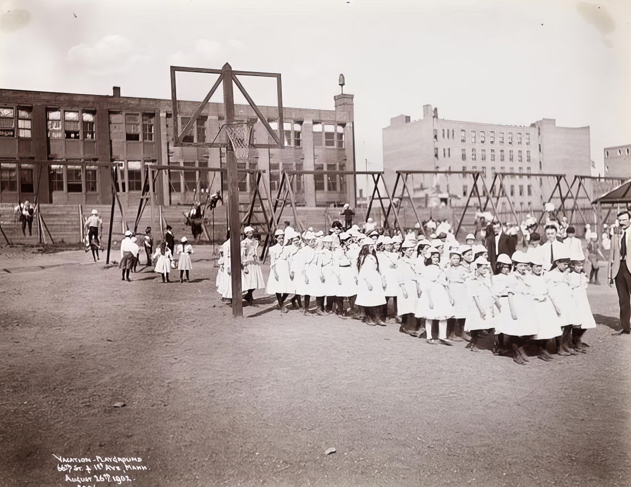 Vacation playground, 66th Street and 1st Avenue, Manhattan, 1902.